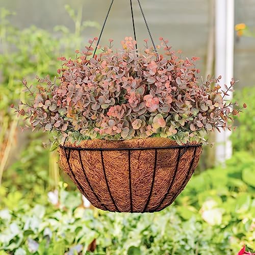 TOCHGREEN 8 Bundle Artificial Fall Eucalyptus Leaves Plants