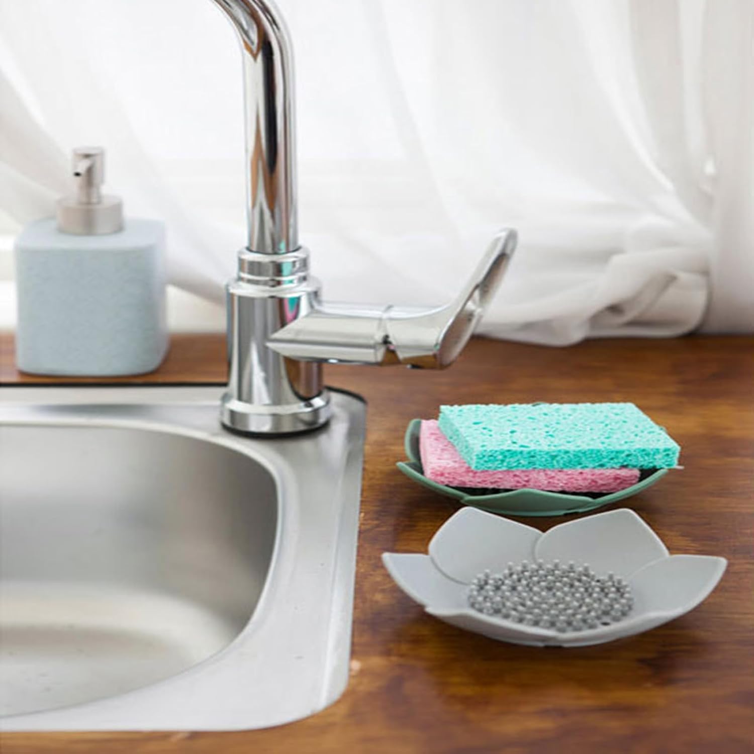 Curfair Pink Lotus Soap Dish with Non-Slip Base