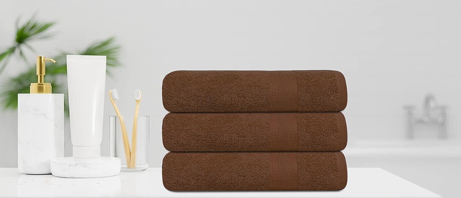 TEXCRAFT Bath Towel Set of 6 24 x 48 Inch Cotton Terry Towels