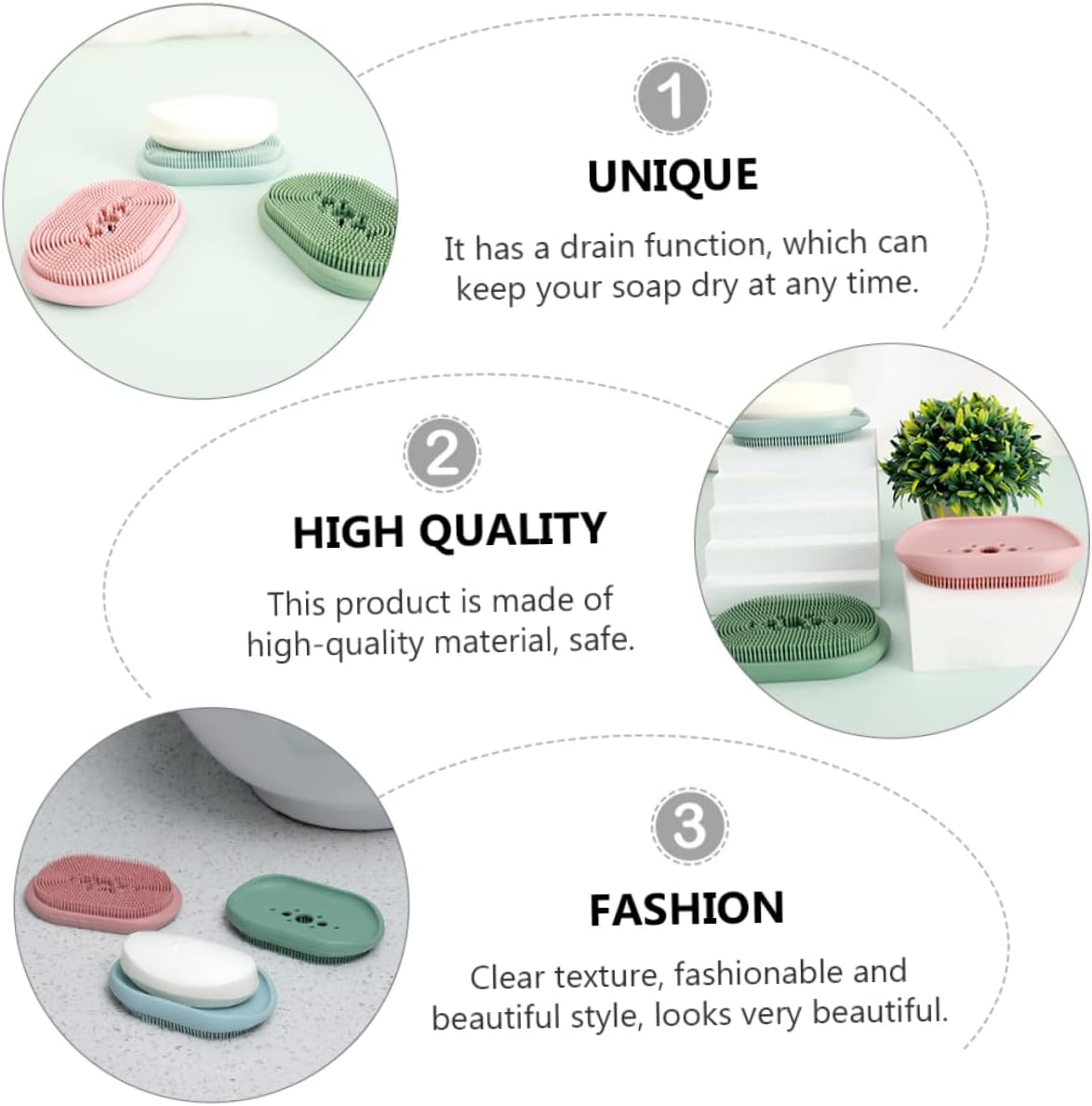 Cabilock Silicone Soap Dish with Drain Bar Holder 1