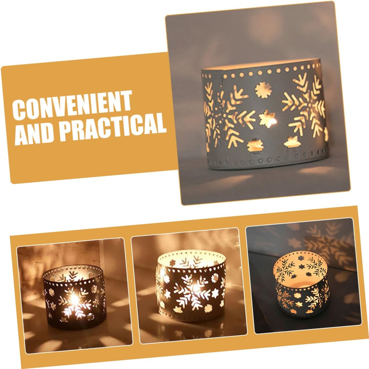 Snowflake Candle Holder Iron Hollow Christmas Decor Pen Holder