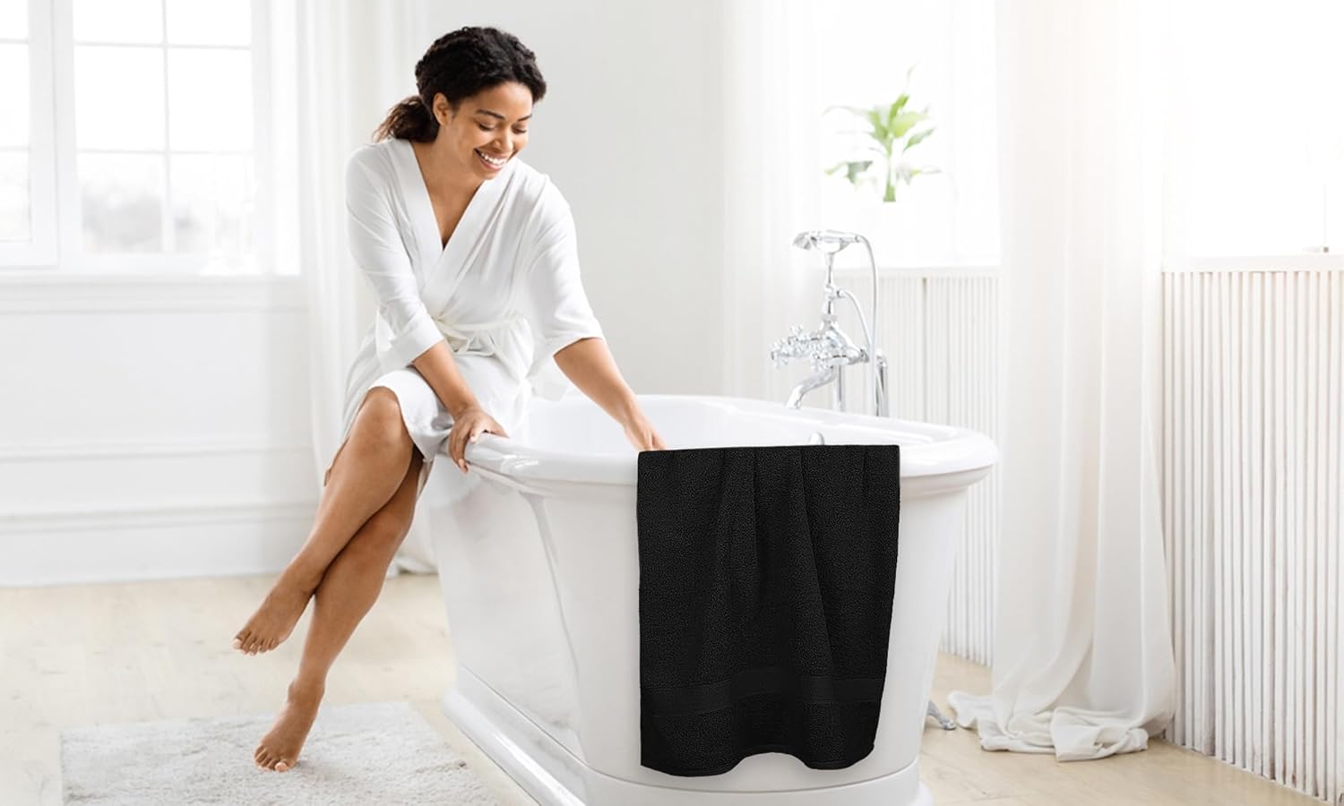 Lenenz Luxury Bath Towels 4 Pack 27x54 Black