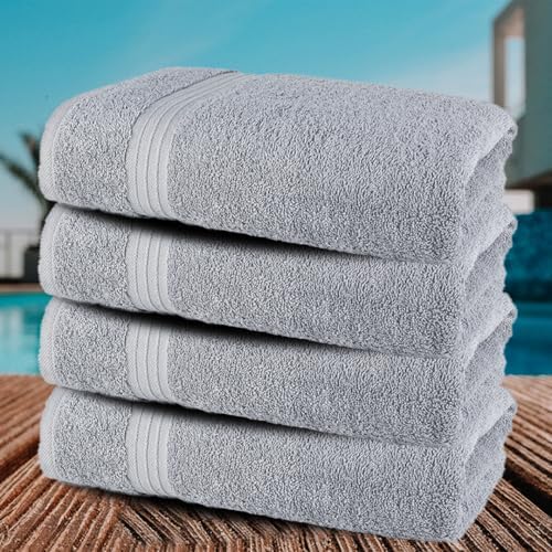 Textila Bath Towels - 30x60 Inch Pack of 4 Light Grey 1