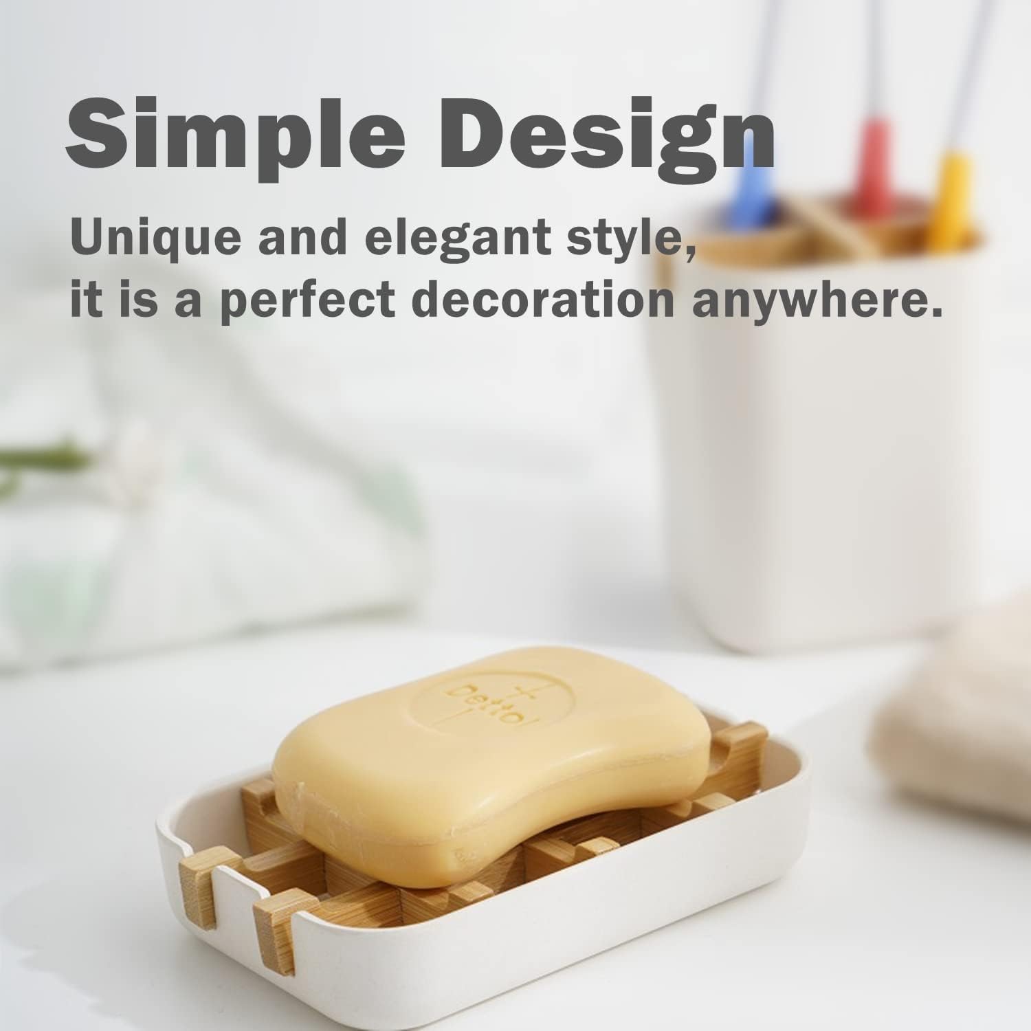 TRIIFON Bamboo Soap Dish with Drainage Frame