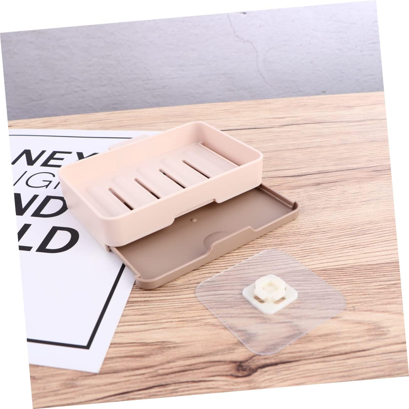 KONTONTY Wall-Mounted Soap Dish Draining Rack Leak Proof Holder
