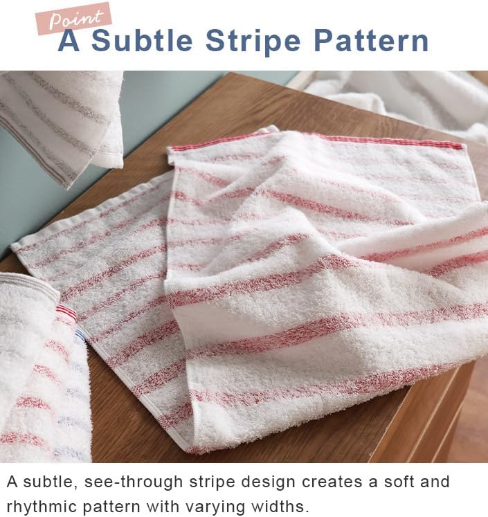 HIORIE Imabari Towel Set 2-Piece Stripes Blue Grey