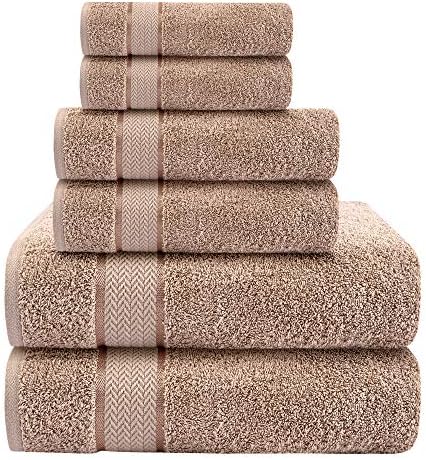 CRAFTBERRY Luxury Bath Towel Set - 6 Piece Taupe Tan Beige