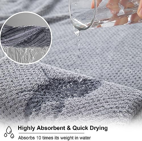 8 Piece Grey Family Bath Towel Set with Hanging Loops