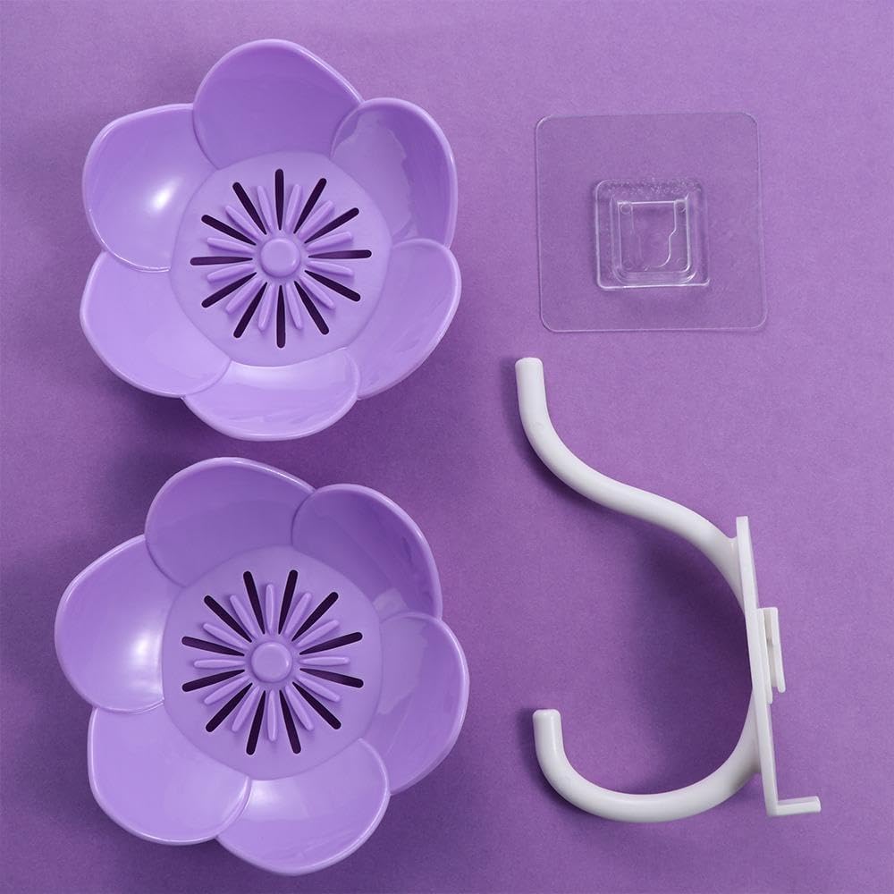 Double Layer Lotus Flower Soap Tray with Non-Slip Design Pink