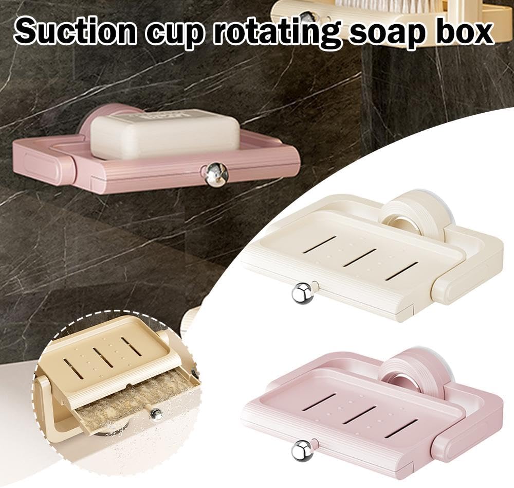 Rotating Suction Soap Holder 360 Rotate Space-Saving Drainage Pink