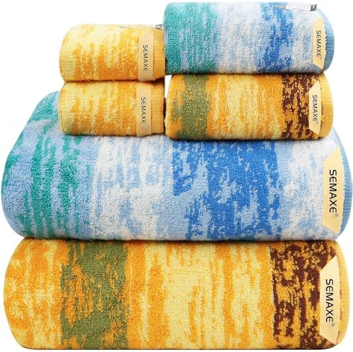 SEMAXE 6-Piece Colorful Bathroom Towel Set