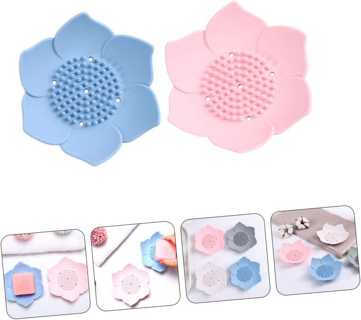 Alipis 2pcs Silicone Soap Holders for Bathroom Shower Kitchen 1