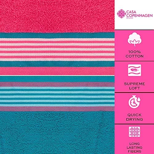CASA COPENHAGEN He She 6 Piece Towel Set - Teal Pink
