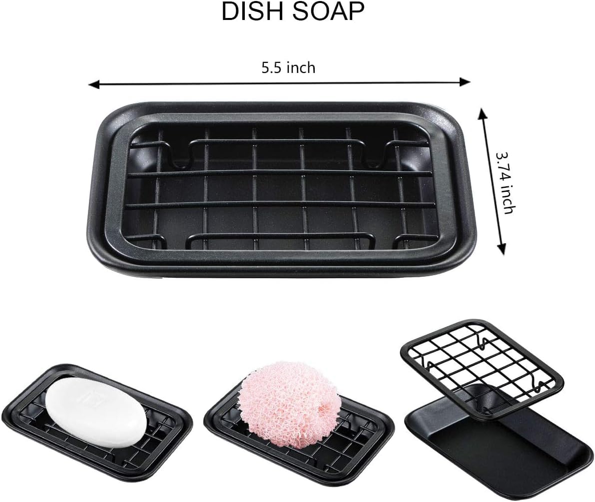 SheeChung Black Metal Soap Dish Tray with Drainage 1