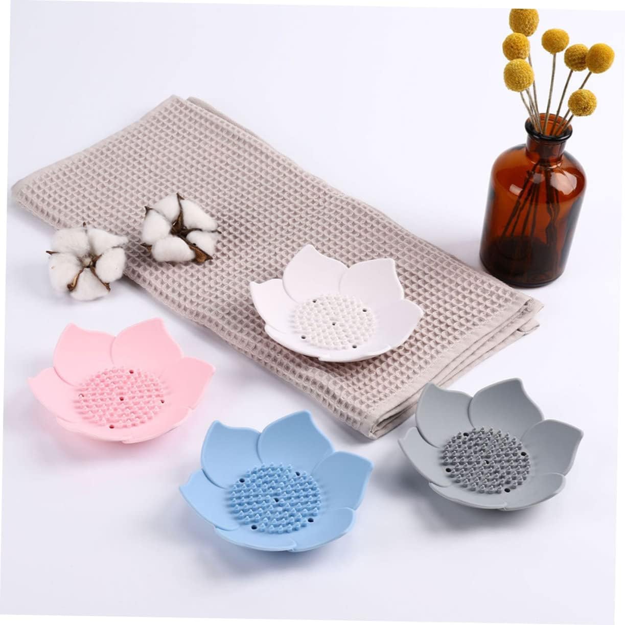 FONDOTIN 2pcs Draining Soap Dish Creative Holders for Shower Bathroom Kitchen