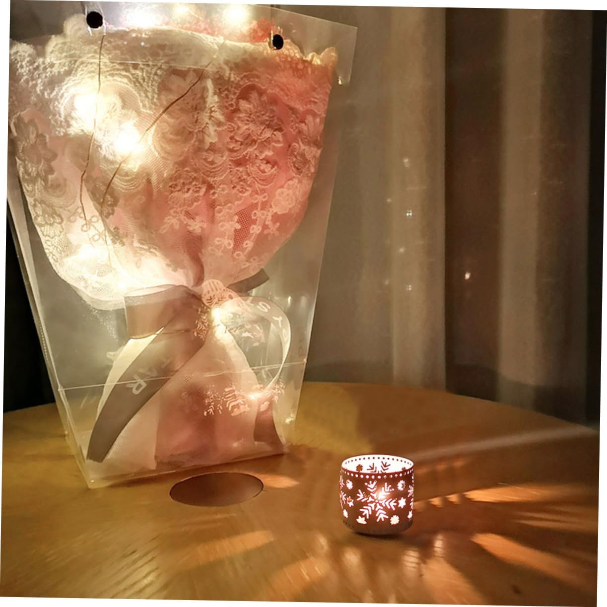 Snowflake Candle Holder Iron Hollow Christmas Decor Pen Holder