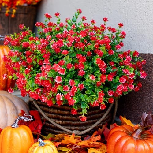 AXYLEX Artificial Flowers Outdoor Red 12 PCS Set