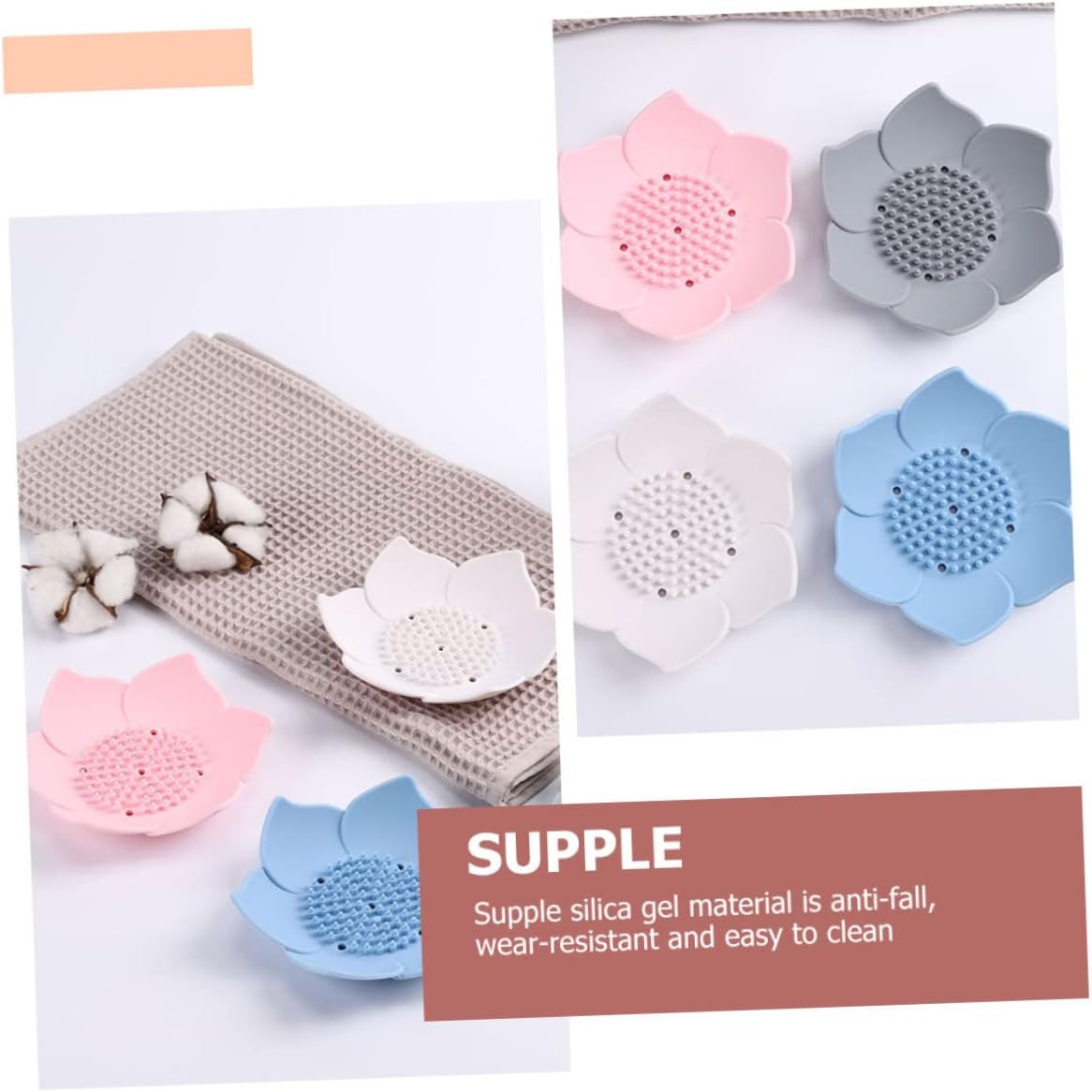 Amosfun 2pcs Silicone Soap Drainage Holders for Bathroom