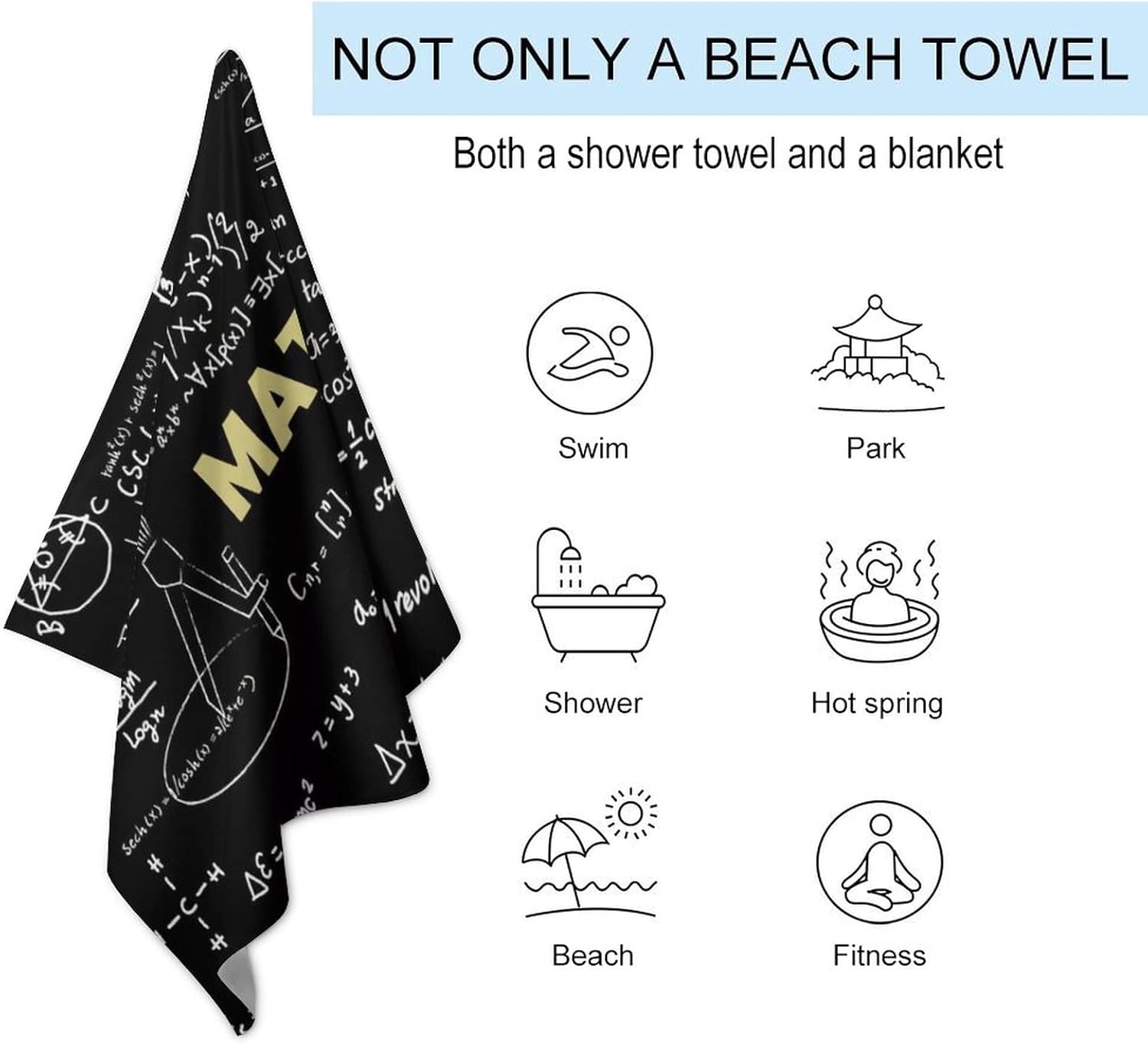 Jawuekax Beach Towel with Math Designs