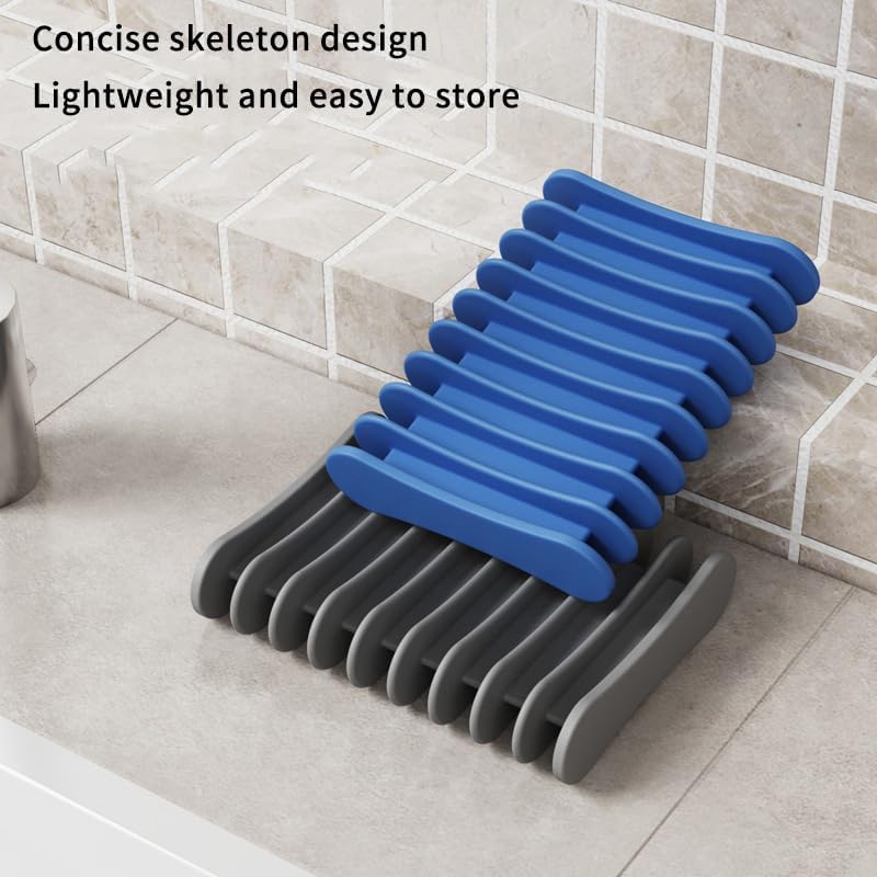 Silicone Soap Holder Dry Tray with Drainage Non-Slip Easy Cleaning Bathroom Organizer