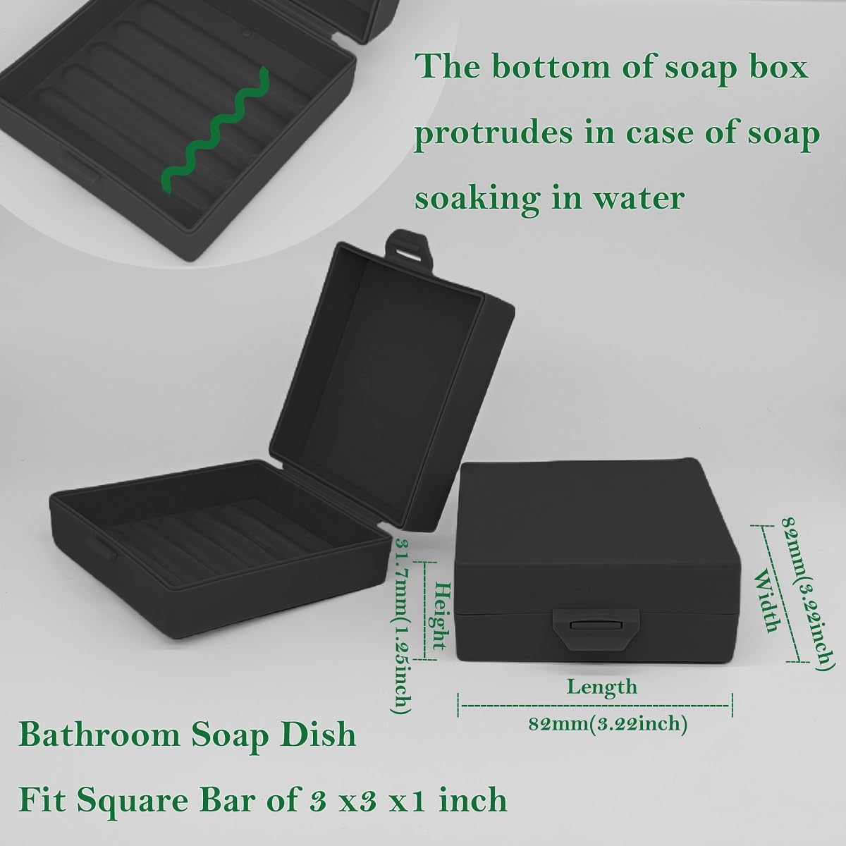 Elimeta Travel Soap Container Square 4 Pack Black 1