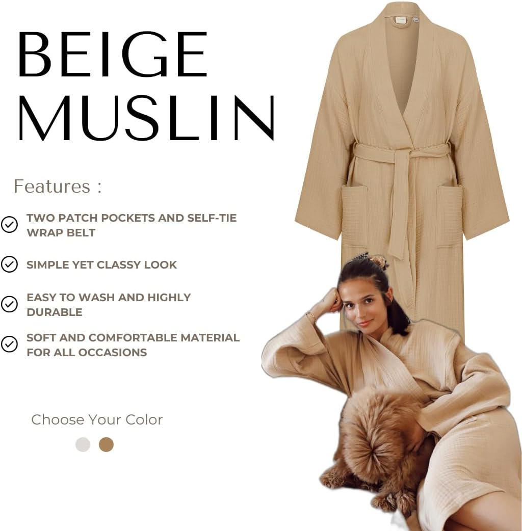 Hammam Collection Bath Robe Quick Dry Turkish Cotton 1pc