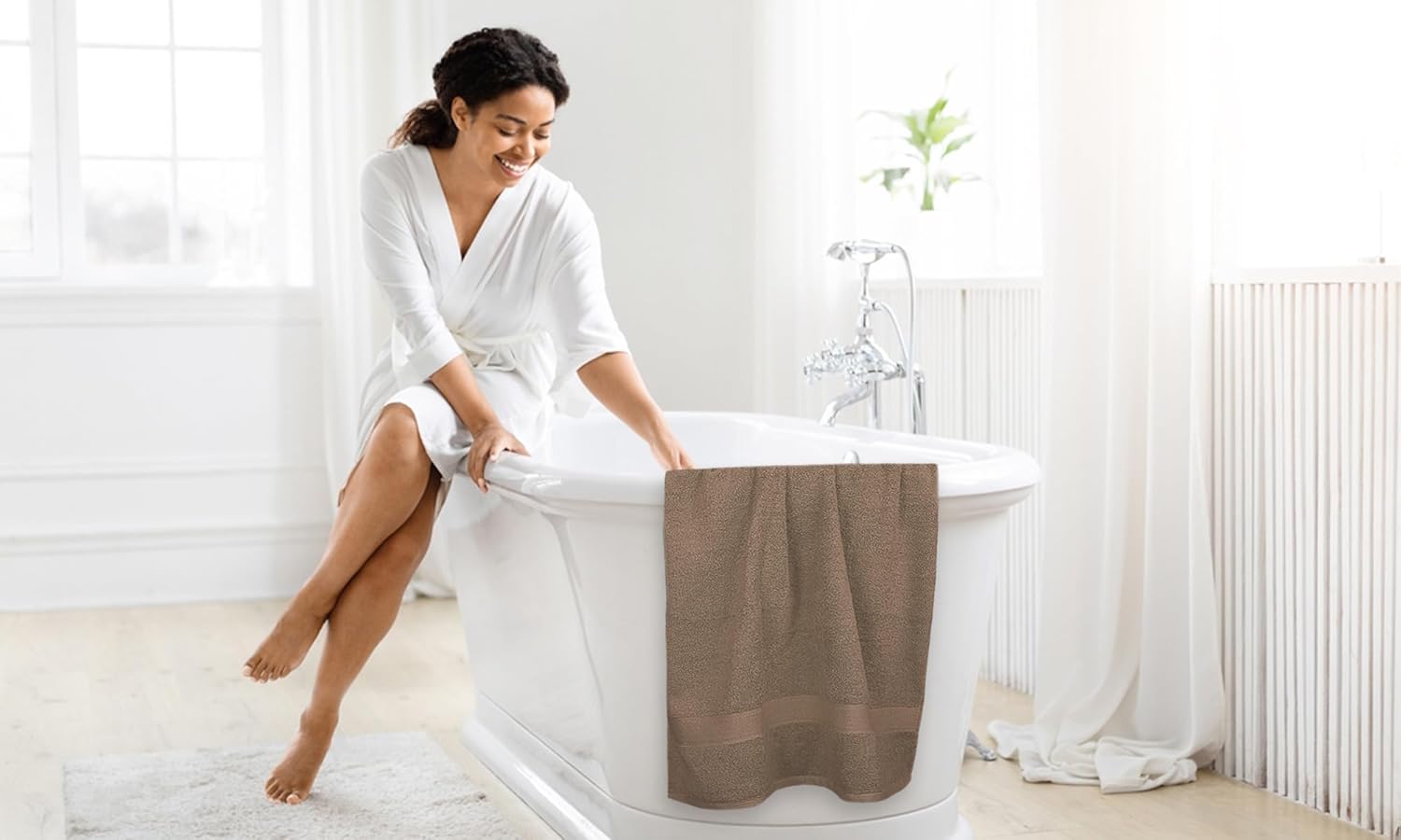 Lenenz 4 Pack Ultra Soft Bath Towels - 27x54 Brown 1