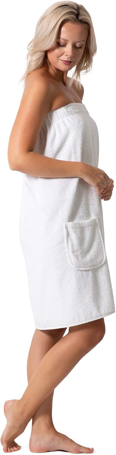 Robe Direct Womens Terry Cloth Spa Towel Wrap with Adjustable Closure
