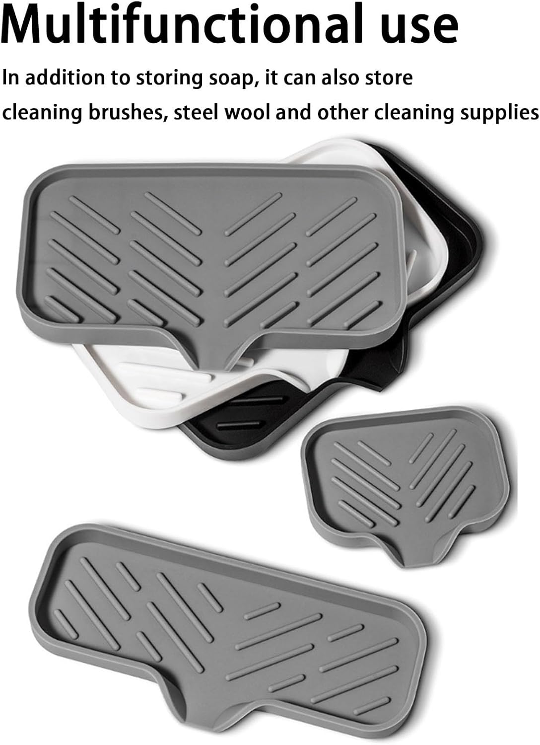 Silicone Soap Drainer with Drain Bar Soap Holder for Shower Counter