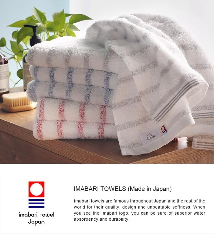 HIORIE Imabari Towel Set 2-Piece Stripes Blue Grey