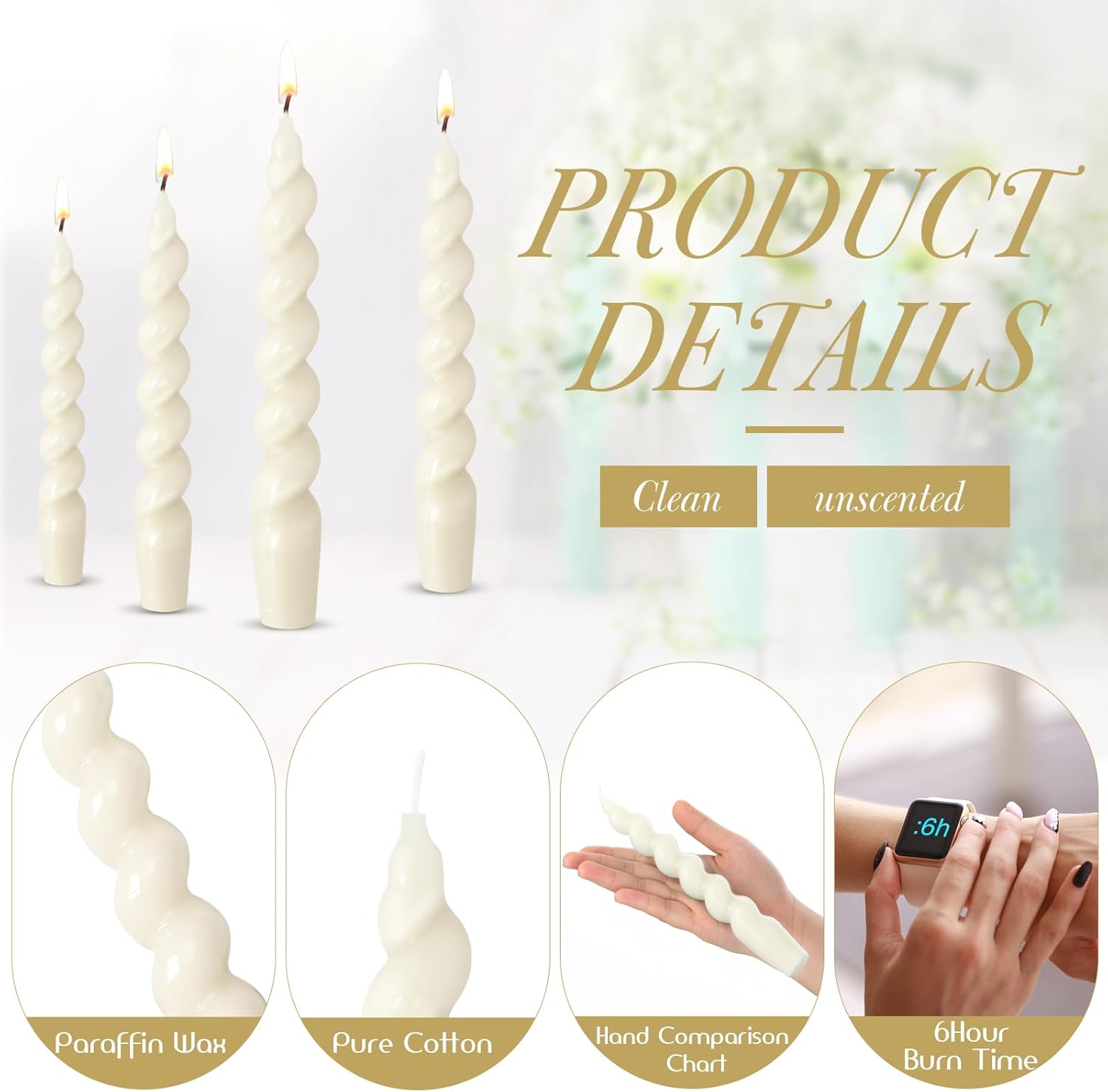 Zhengmy Spiral Taper Candlesticks 4 Pcs White