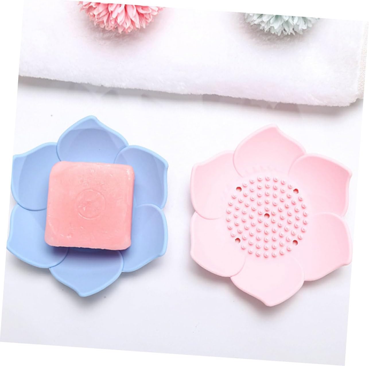 FONDOTIN 2pcs Draining Soap Dish Creative Holders for Shower Bathroom Kitchen