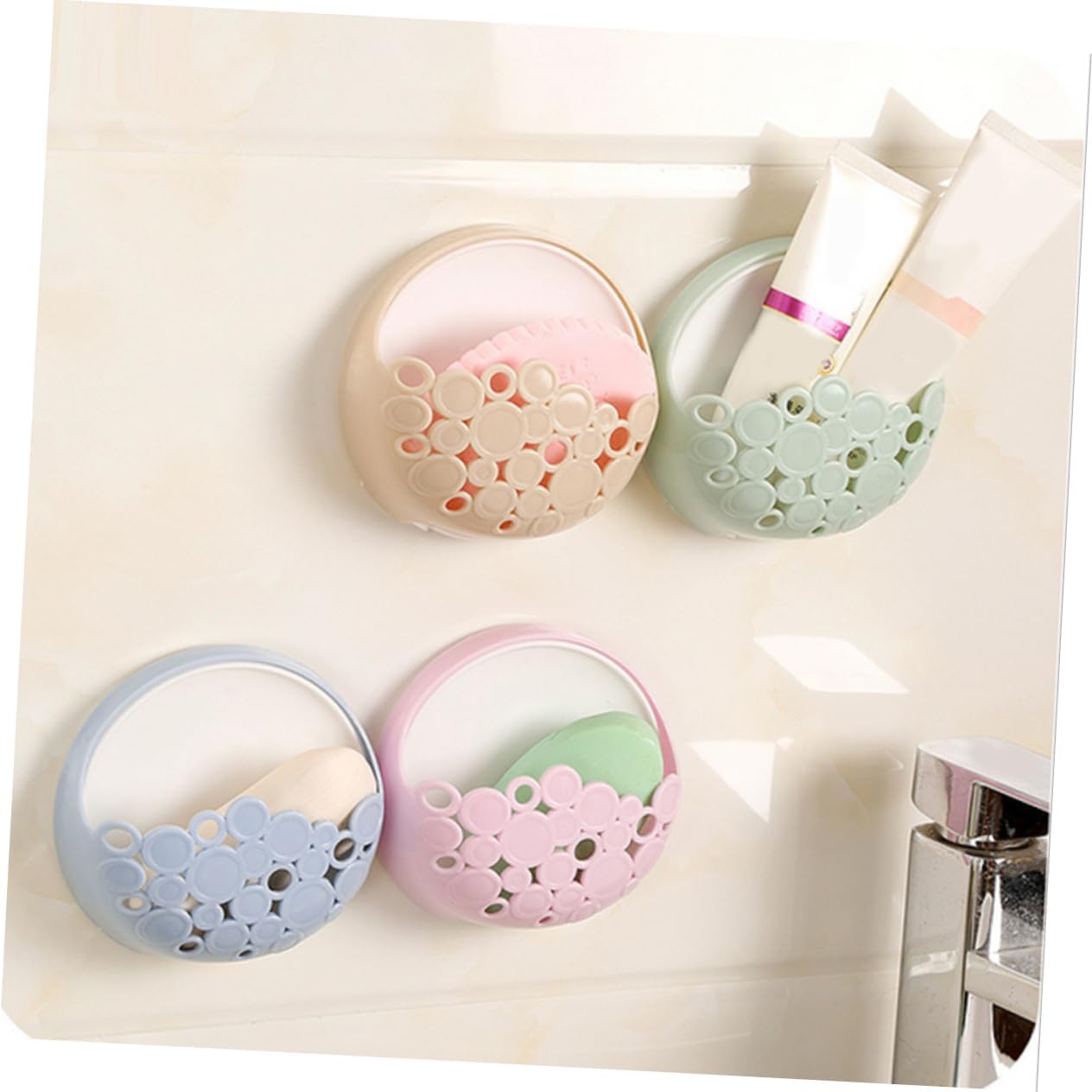 Housoutil Suction Cup Soap Dish Bar Holder Wall Mounted No Drill Heavy Duty