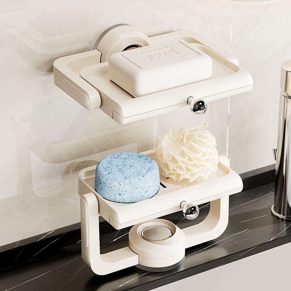 Rotatable Suction Cup Soap Dish Holder with Drainage Pink
