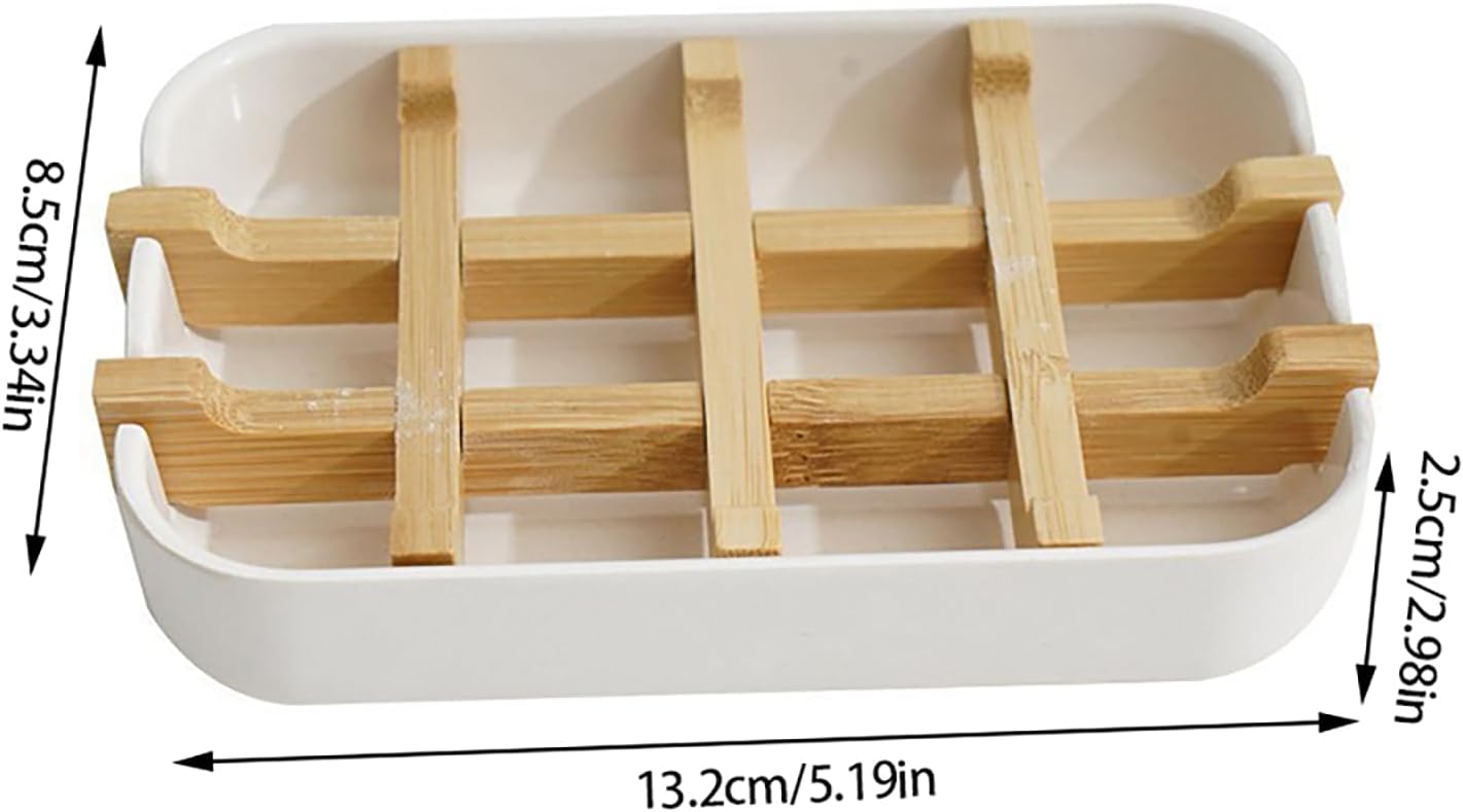 Portable Soap Dish with Wooden Holder and Drainage Tray