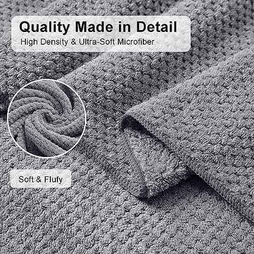 8 Piece Grey Family Bath Towel Set with Hanging Loops