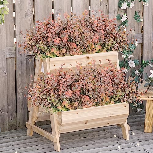 TOCHGREEN 8 Bundle Artificial Fall Eucalyptus Leaves Plants