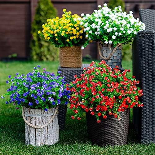 AXYLEX Artificial Flowers Outdoor Red 12 PCS Set