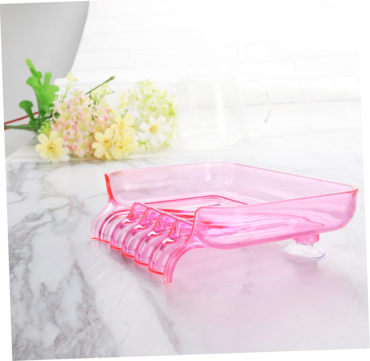 Modern Red Suction Soap Dish for Shower Wall Mount