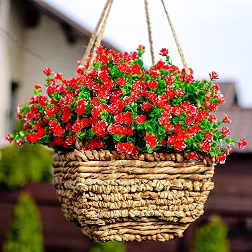 AXYLEX Artificial Flowers Outdoor Red 12 PCS Set