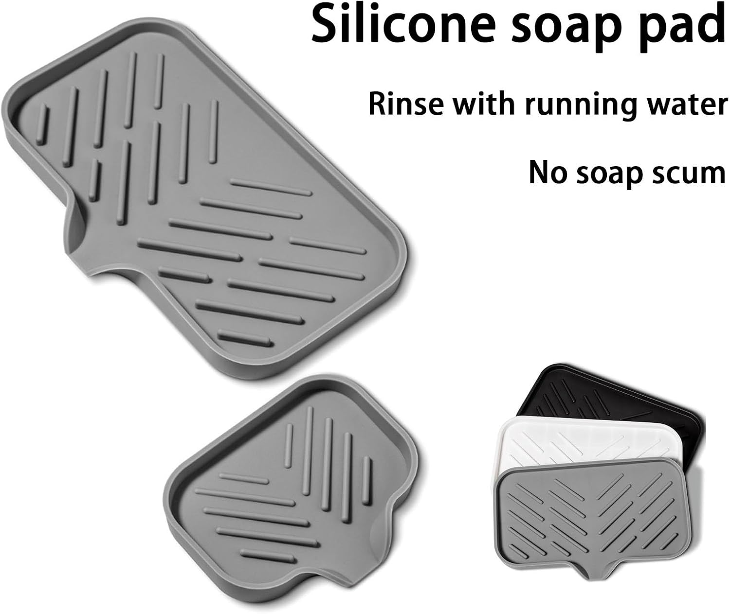Silicone Soap Drainer with Drain Bar Soap Holder for Shower Counter