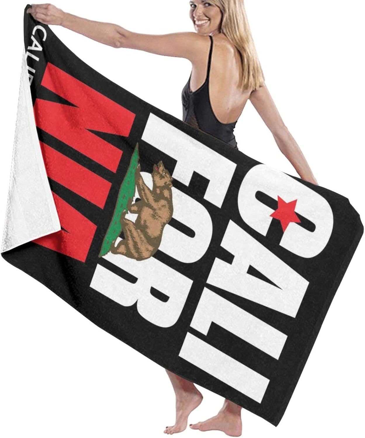 California Republic Flag Beach Towel - Soft Microfiber Packable Unisex