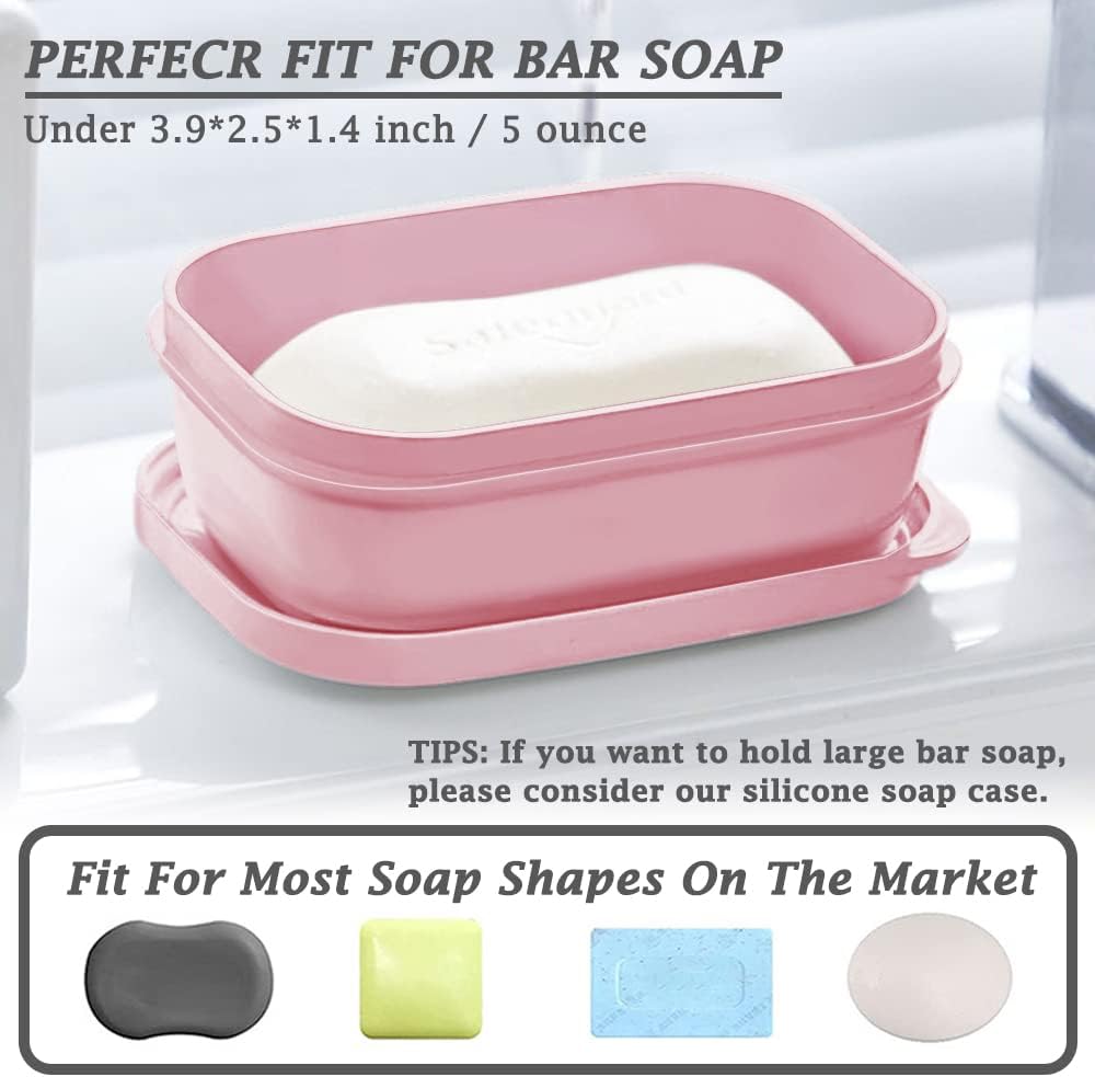 Traveling Soap Holder with Leak-Proof Lid and Drainage Layer Pink