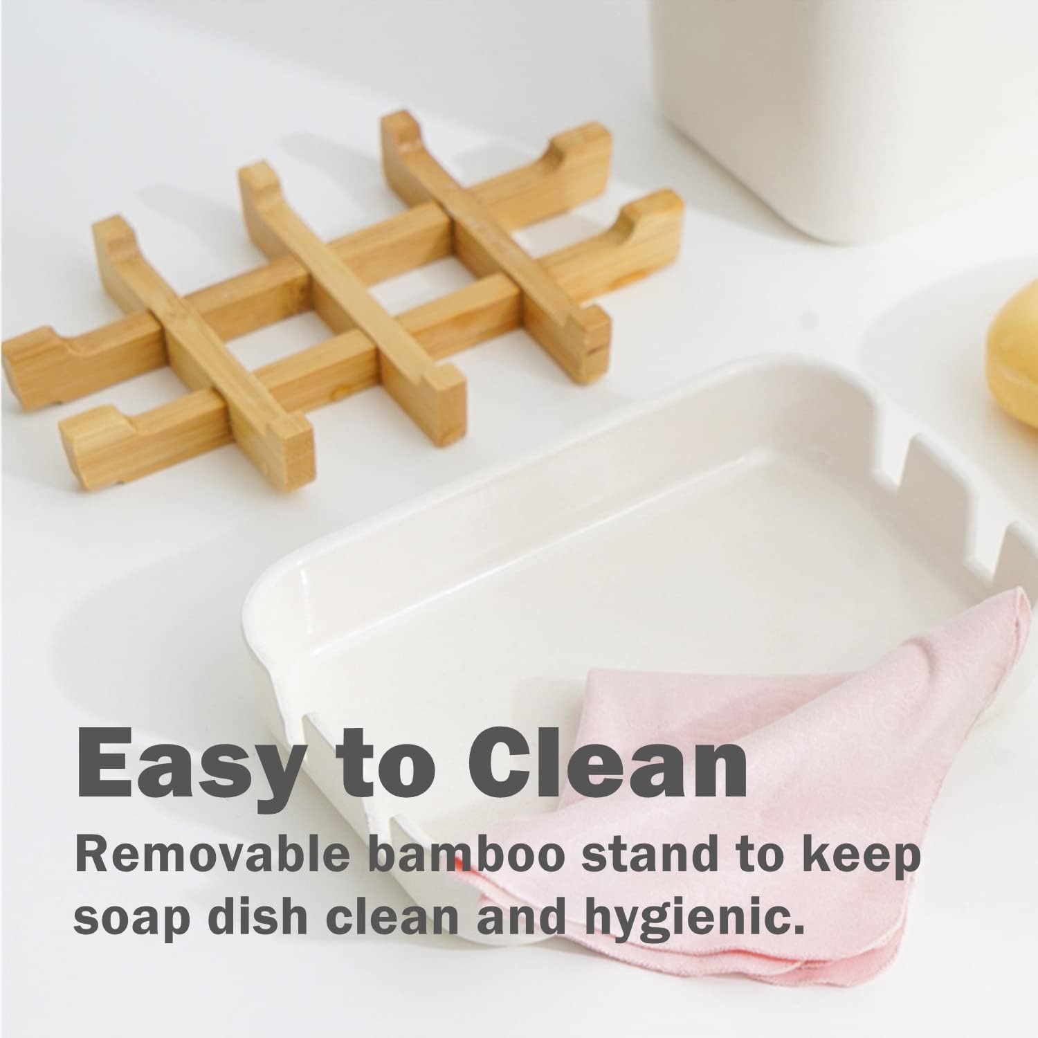 TRIIFON Bamboo Soap Dish with Drainage Frame
