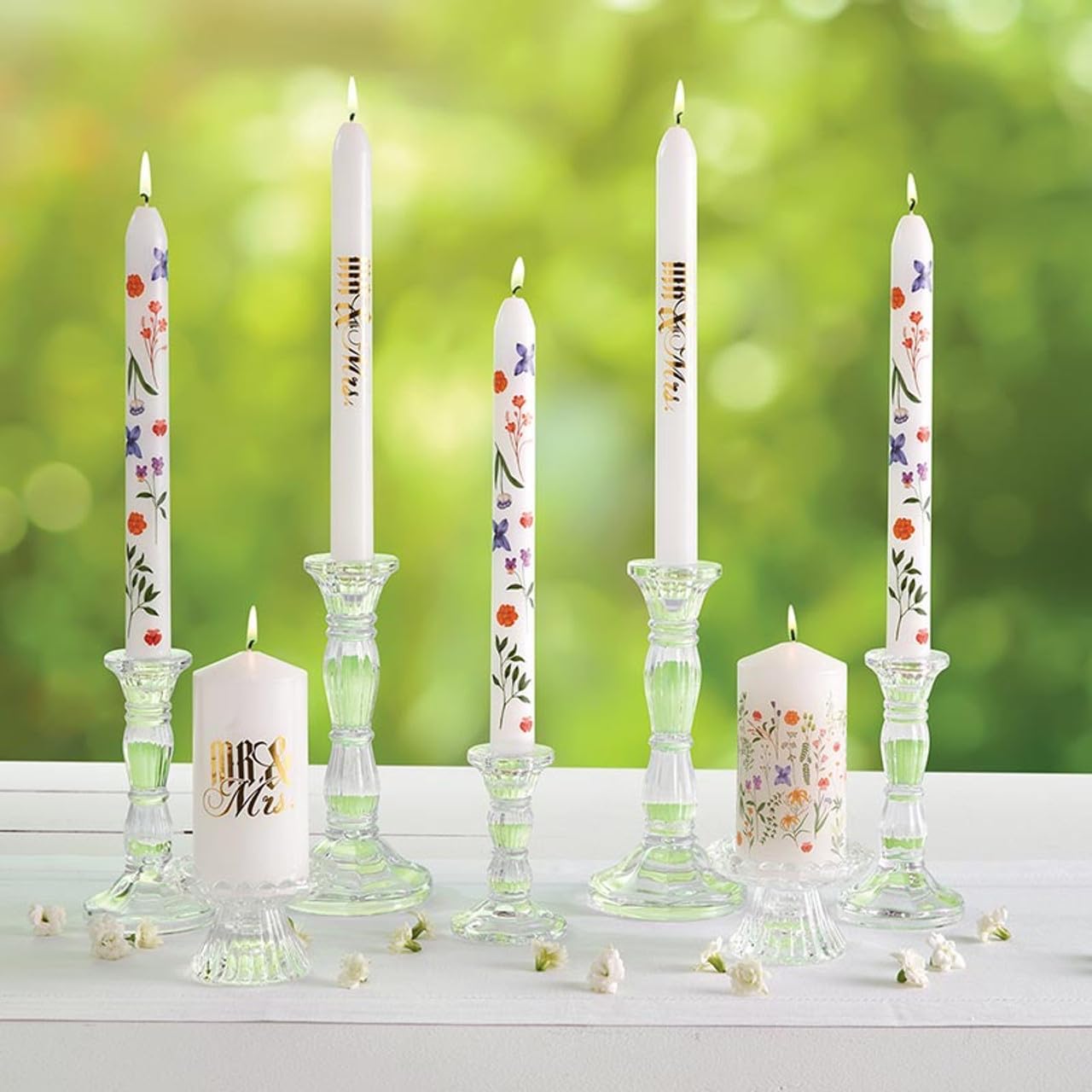 Slant Collections Boho Floral Taper Candles 2-Count 9-Inch 1
