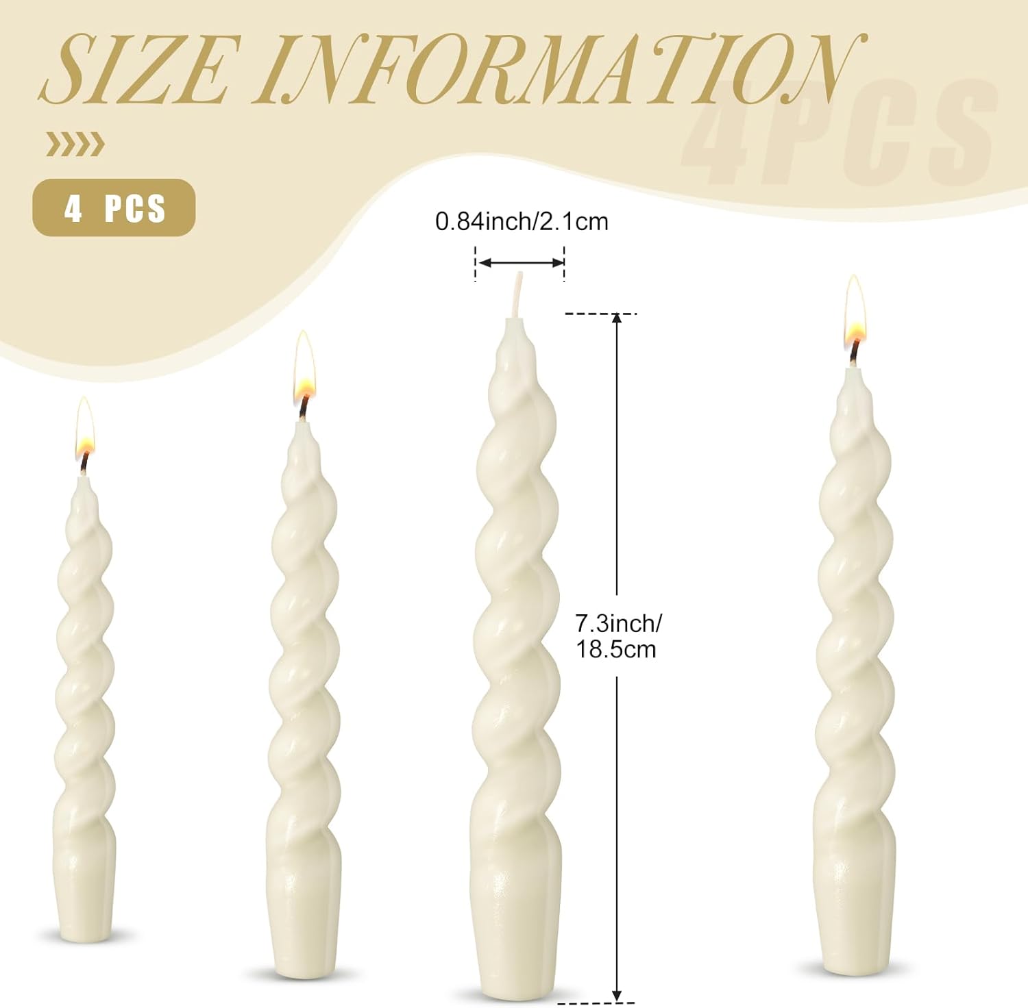 Zhengmy Spiral Taper Candlesticks 4 Pcs White