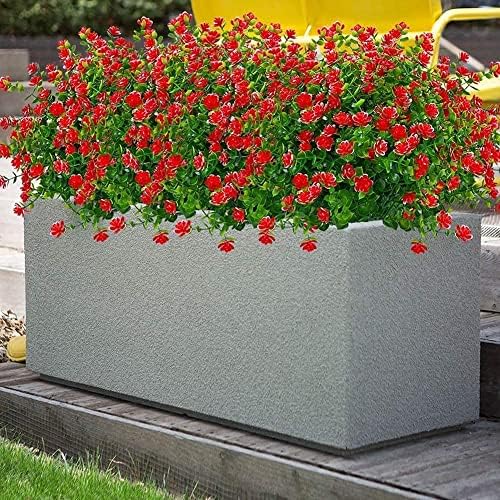 AXYLEX Artificial Flowers Outdoor Red 12 PCS Set