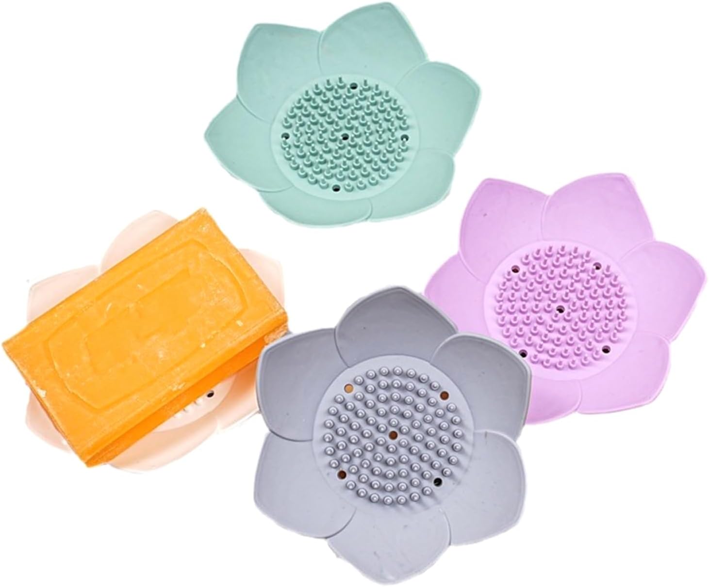 QUARK 1pc Lotus Shape Non-Slip Silicone Soap Holder