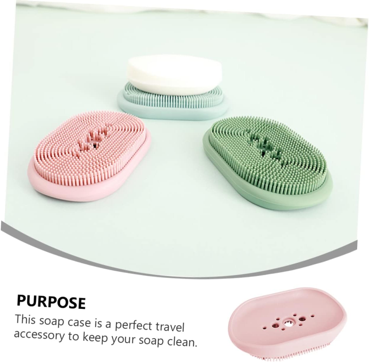 Self Draining Silicone Soap Dish with Brush Holder