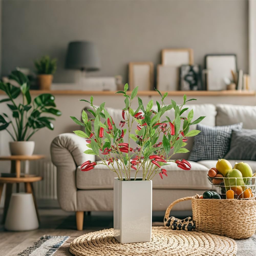 LUEYAO Artificial Chili Pepper Stem for Vase Decor